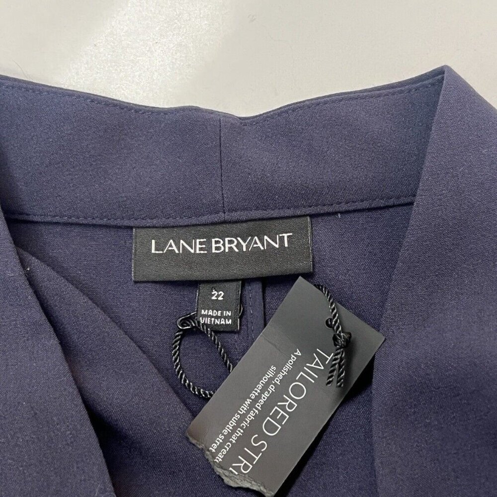 Lane Bryant Open Front Blue Blazer Size 22 Zippered Pockets - Picture 4 of 8